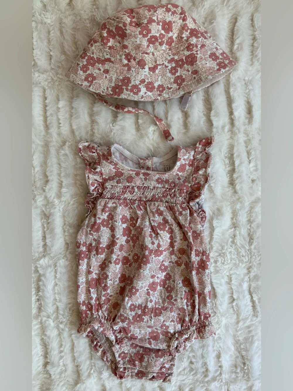 GAP Floral Romper and Hat Set